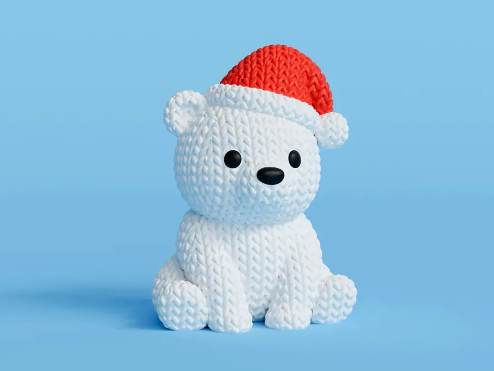 Foto real: Urso Polar com Gorro de Natal