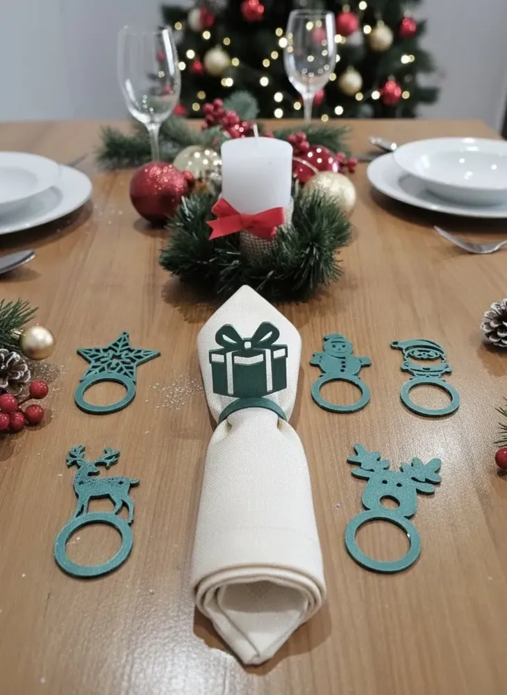 Foto real: Argolas de Guardanapo de Natal