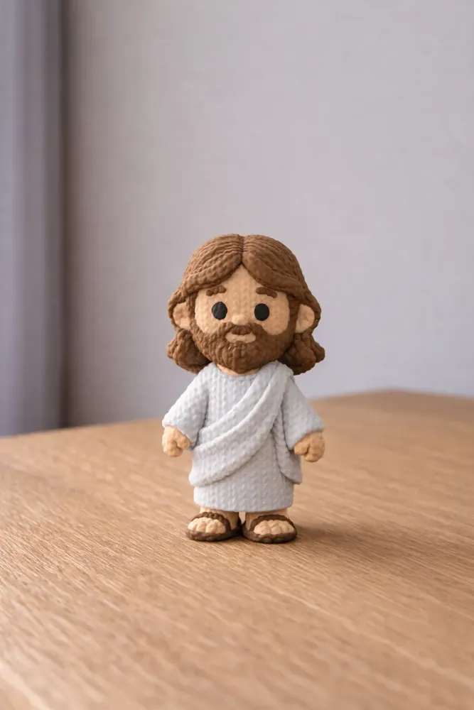 Foto real: Jesus de Crochê