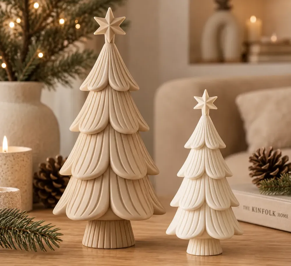 Foto real: Árvores de Natal Japandi