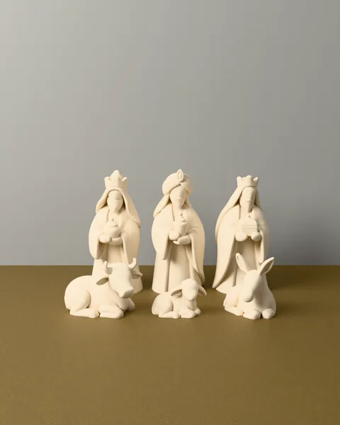 Presépio Minimalista: Reis Magos e Animais
