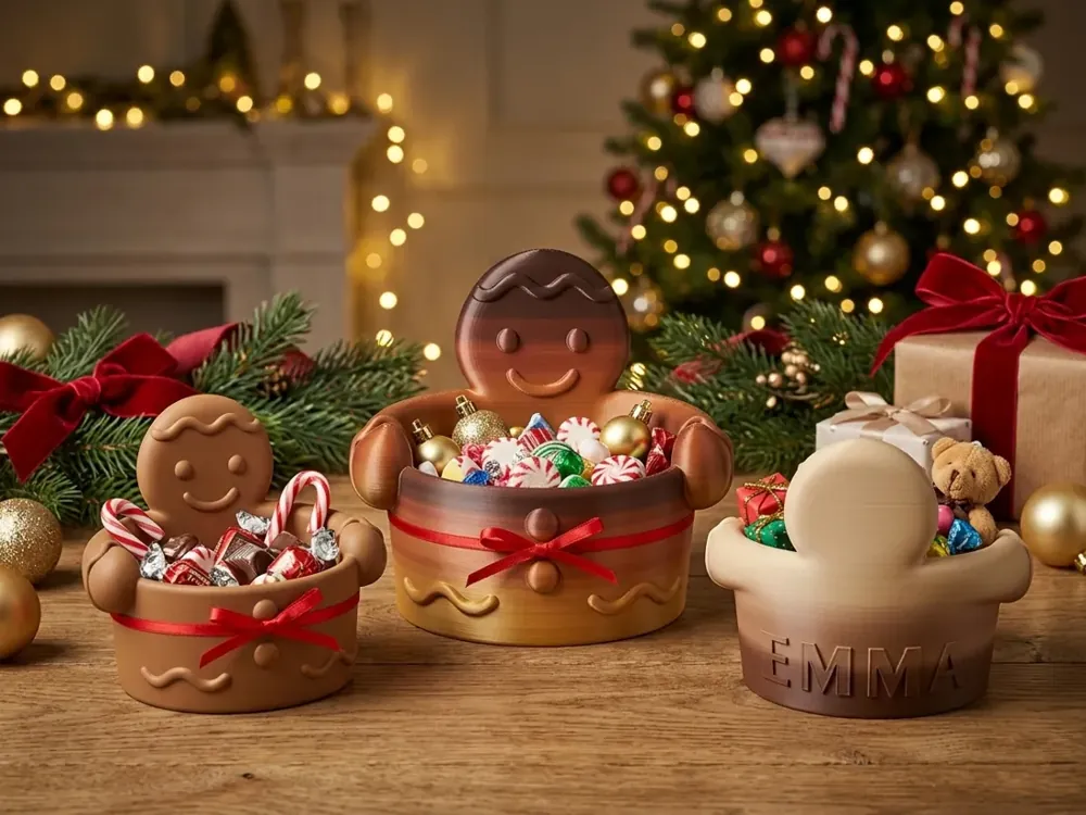 Foto real: Tigela de Doces Boneco de Gengibre